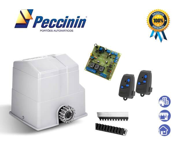 Kit Motor Portão Deslizante Peccinin<br> Flash 1/2 HP<br> <strong class='red-light'>(Residência, Comércio, Condomínio)</strong><br> <strong class='automacao-tempo-abertura'>7 segundos</strong> EP-5017