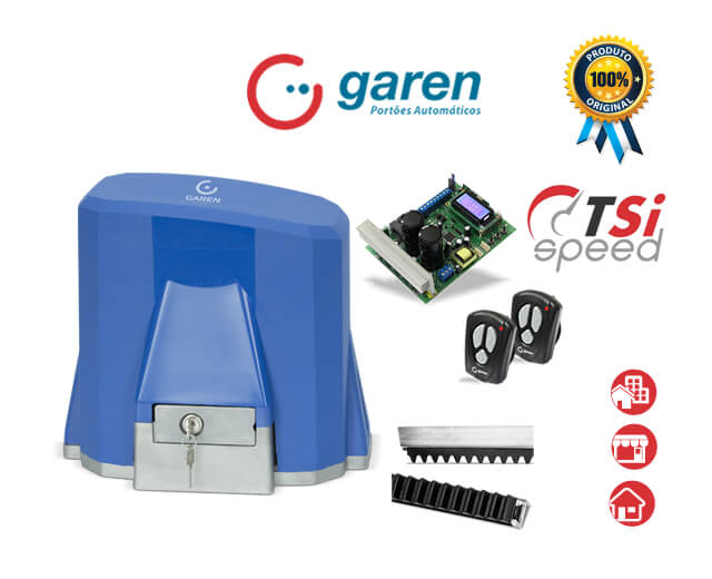 Kit Motor Portão Deslizante Garen<br> Grand DZ TSI Speed 1/2 HP<br> <strong class='red-light'>(Residência, Comércio, Condomínio)</strong><br> <strong class='automacao-tempo-abertura'>5.8 segundos</strong> EP-5035